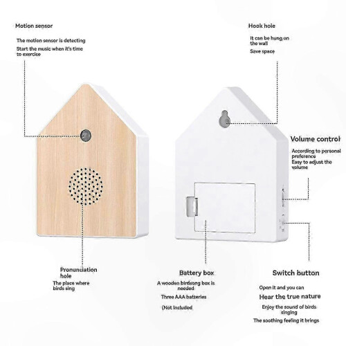 Aparelho de Som Animal com Sensor de Movimento, Design ABS Cor de Madeira para Quarto e Sala 2