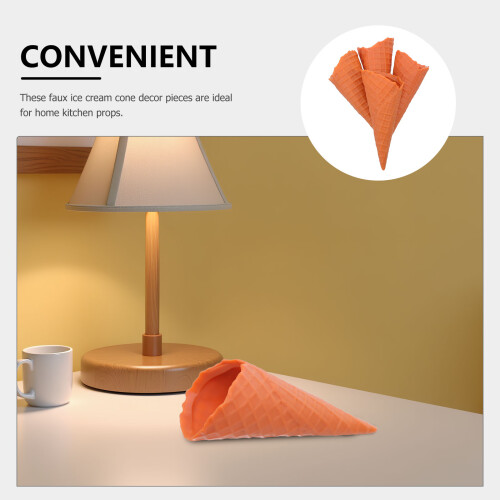4Pcs Realistic Plastic Ice Cream Cone Brown Photography Decor Prop 2