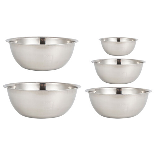 10Pcs Multi-Use Stainless Steel Mixing Bowls Silver Kitchen Prep Bowls 1