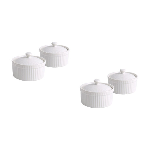 4Pièces Petits Bols De Cuisson Blancs En Céramique Pour Pudding Maison 2