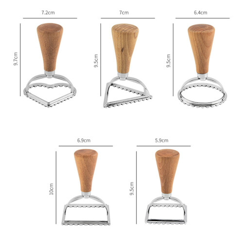 1Set Assorted Color Dumpling Maker Set Alloy & Wood Biscuit Cutter 1