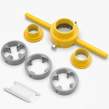 Pipe Threading Kit 6-Piece Set, 1/2, 3/4, 1 Inch Threads for Plastic Pipes, Alloy Steel Cutter with Clear Threads for PVC Pipe Work