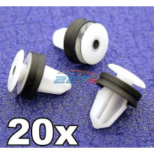Door Trim Clips 20 Pack, White with Black Rubber Washers, Compatible with Ford Transit Custom Transit Connect for 8mm Hole
