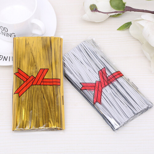 2Pcs Silver Metallic Bread Ties Flexible Food Pack Sealing Candy Gift 1