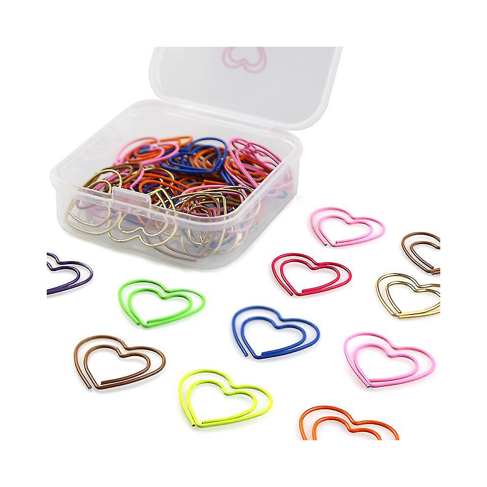 200-Piece Heart Shaped Paper Clips Colourful Metal For Office School Stationery Supplies As Bookmarks 6901508288102