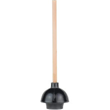 Desatascador profesional ultrarresistente para inodoros con mango de madera, ideal para desatascar desagües de baños, lavabos y bañeras.
