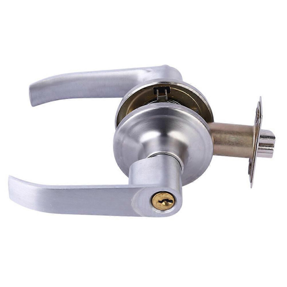 Stainless Steel Door Handle Lock For 30-50Mm Door Thickness, Silver Interior Privacy Bedroom Bathroom Lock 6901508294547