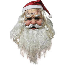 Santa Mask Latex Realistic Beard with Red Hat Adult Universal for Christmas Party Halloween Cosplay Carnival