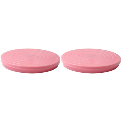 2Pcs Cake Spinners Pink Non-Slip Rotating Cake Decorating Tools 1