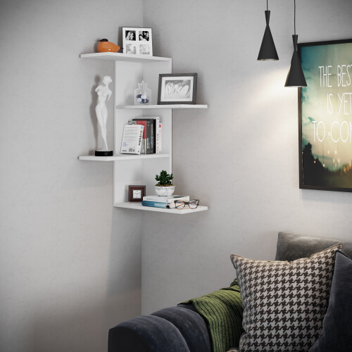 (Matt, Wood) Wood Wall Rack Corner Shelf Shelf Balos 2