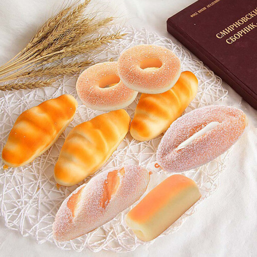 6pcs pu simulated bread models for bakery photo props yellow 1