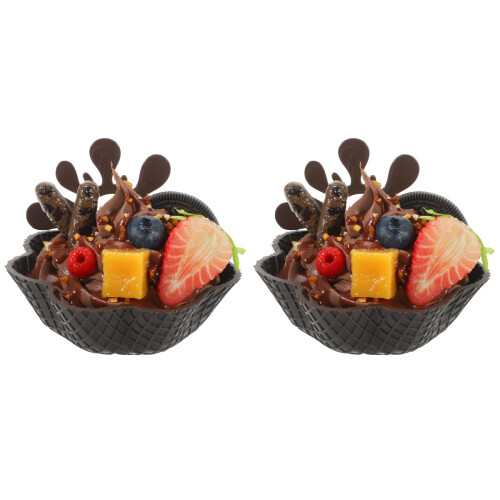 2Pcs Realistic Artificial Ice Cream Props Multi-Color PVC for Display 2