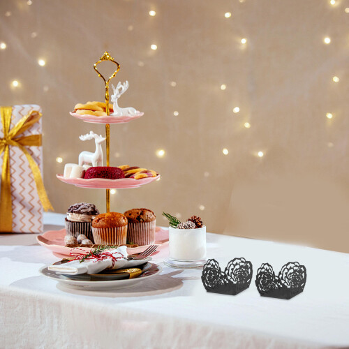 100Pcs Elegant Black Paper Cupcake Liners for Candy Truffles Muffins 2