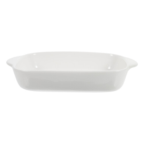 2Pcs White Ceramic Baking Dish Double Handle Durable Oven Tray 1