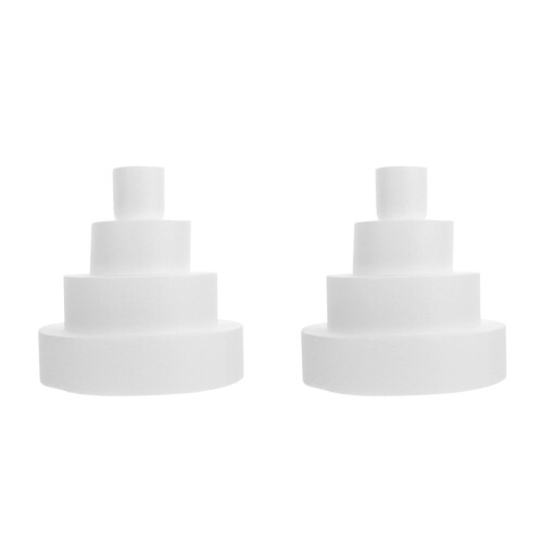 8Pcs White Foam Cake Props Lightweight for Bakery and Party Decor 1