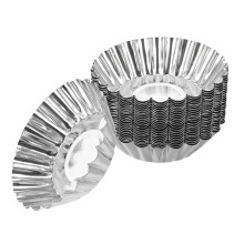 25St Aluminiumlegering Äggtartformar Mini Pajformar Silvriga
