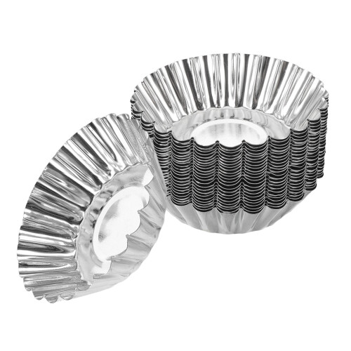 25St Aluminiumlegering Äggtartformar Mini Pajformar Silvriga