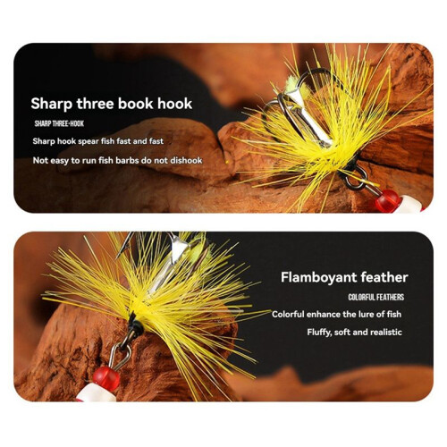 Composite Sequins Rotating Sequins Metal Hand-Cranked Copper Column Three Hook Bait Black Dot 2