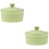 2Pcs Safe Ceramic Pudding and Soufflé Bowls Light Green for Baking 4