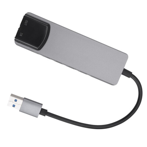 2X 6-In-1 Computer Sound Card 5.1 USB External Sound Card Multi-Function Audio Converter for Notebook Aluminum 1