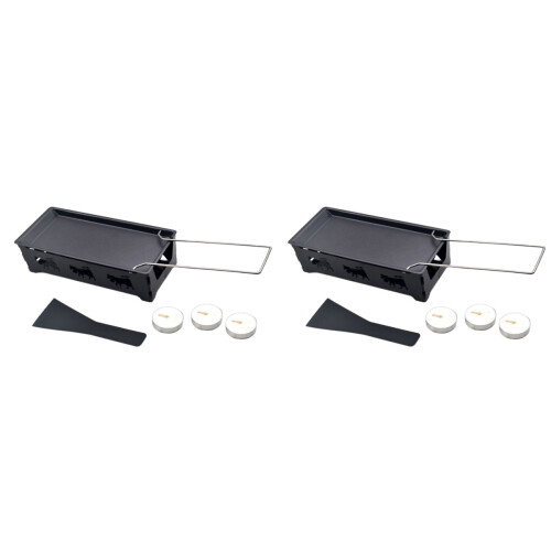 2Sets Mini Non-Stick Grill Pan with Foldable Handle Black Cheese Oven 1