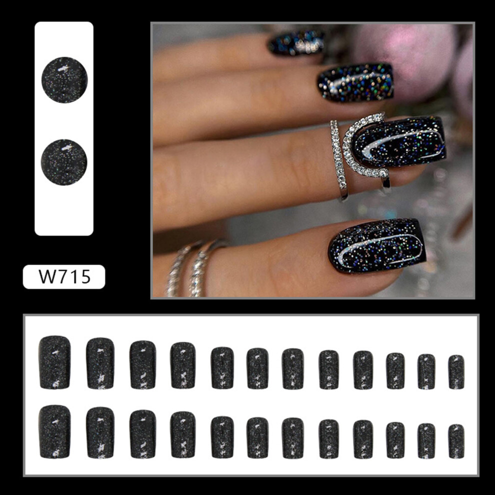 Dcph-Clothing (Jelly Glue Model) Night Sky Printed False Nails - Unbreakable & Stylish