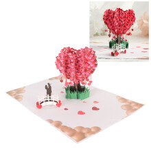 Handgefertigte 3D-Liebesherzbaum Grußkarte, Edle Gravur, Beschreibbar, 20x15cm