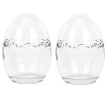 2Pcs Transparent Glass Pudding Jars Eggshell Design for Home Use