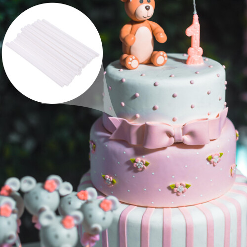 24 bastoncini plastica per torte, supporti, cannucce impilabili bianchi 2