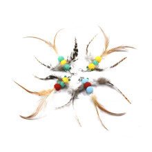 (Four-Don't Like Little Flying Worm Color Random) 10PCS Realistic Insect Feather Cat Toy Heads