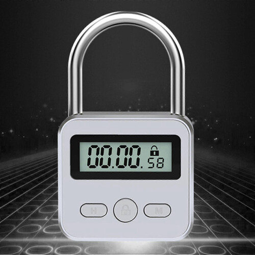 Electronic Timer Lock Metal 99 Hours LCD Display USB Rechargeable for Kitchen Cupboard Gym Locker Security 1