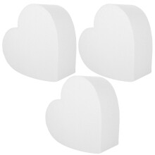 3Pcs White Foam Heart Cake Dummies Lightweight Bakery Decor Props