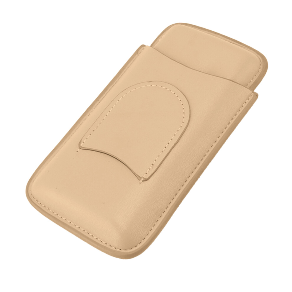 Gold Luxury Leather Cigar Case For 3 Cigars, Portable Travel Holder, Finish