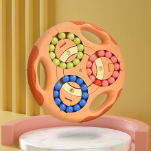Fingerrotierende Bohnen Puzzle Spielzeug Doppelseitiges Denkdekompressionsplastik Orange