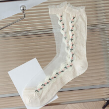 (Vertical row of flowers) Floral Summer Socks - Silky Thin & Breathable