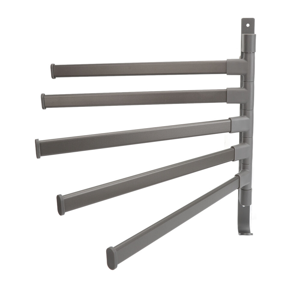 Swivel Towel Rack 5 Arm Wall Mount Grey, Nail-Free, Space Aluminum