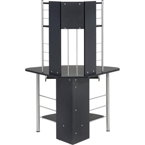 Compact Corner Computer Desk Workstation with Shelves for Home Office PC8g Black 1