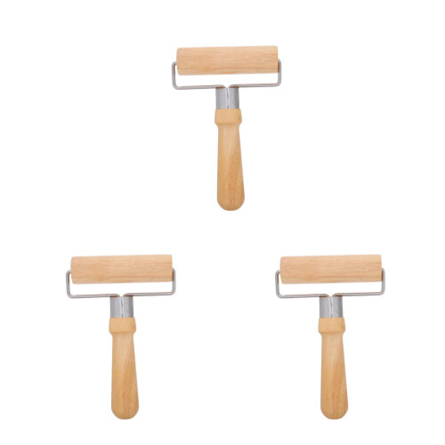 3St Khaki Houten Deegrollers Non-Stick - Perfecte Brood En Taartroller 2