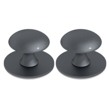 (Gun Ash, Stainless steel base) 2pcs Stick-on Cabinet Knobs, Stainless Steel Drawer Handles