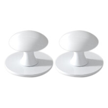 (Light white, Stainless steel base) 2pcs Stick-on Cabinet Knobs, Stainless Steel Drawer Handles