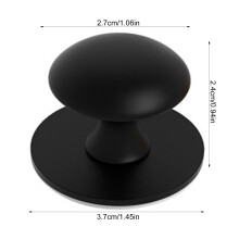(Black, Stainless steel base) 2pcs Stick-on Cabinet Knobs, Stainless Steel Drawer Handles