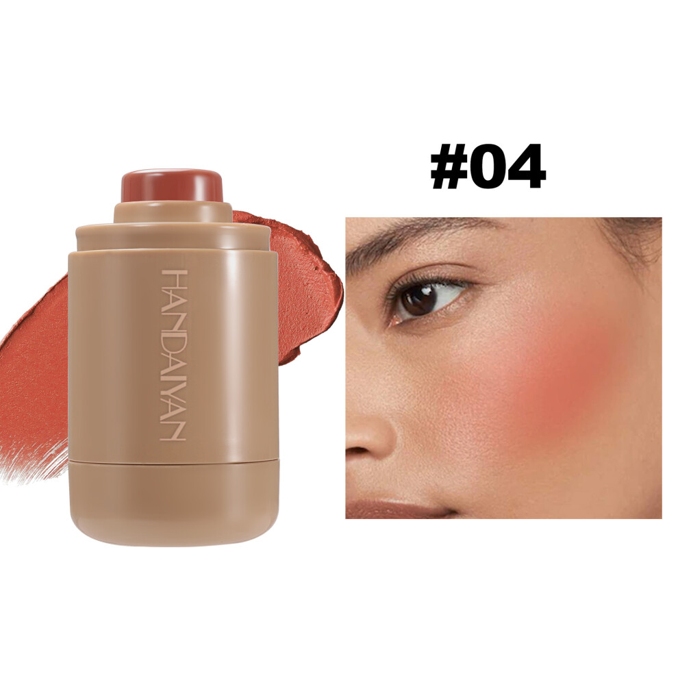 (#04) Blush stick for contouring and natural 6-color matte portable lip and cheek dual-purpose blush stick