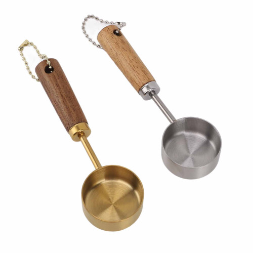 14 ML Kitchen Measuring Spoons with Solid Wood Handles Precise Textured Cups
