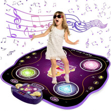 Tapete de Dança para Crianças com Idade a Partir de 3 Anos com Luzes LED Bluetooth, Antiderrapante Impermeável 33x35 Polegadas Pliável