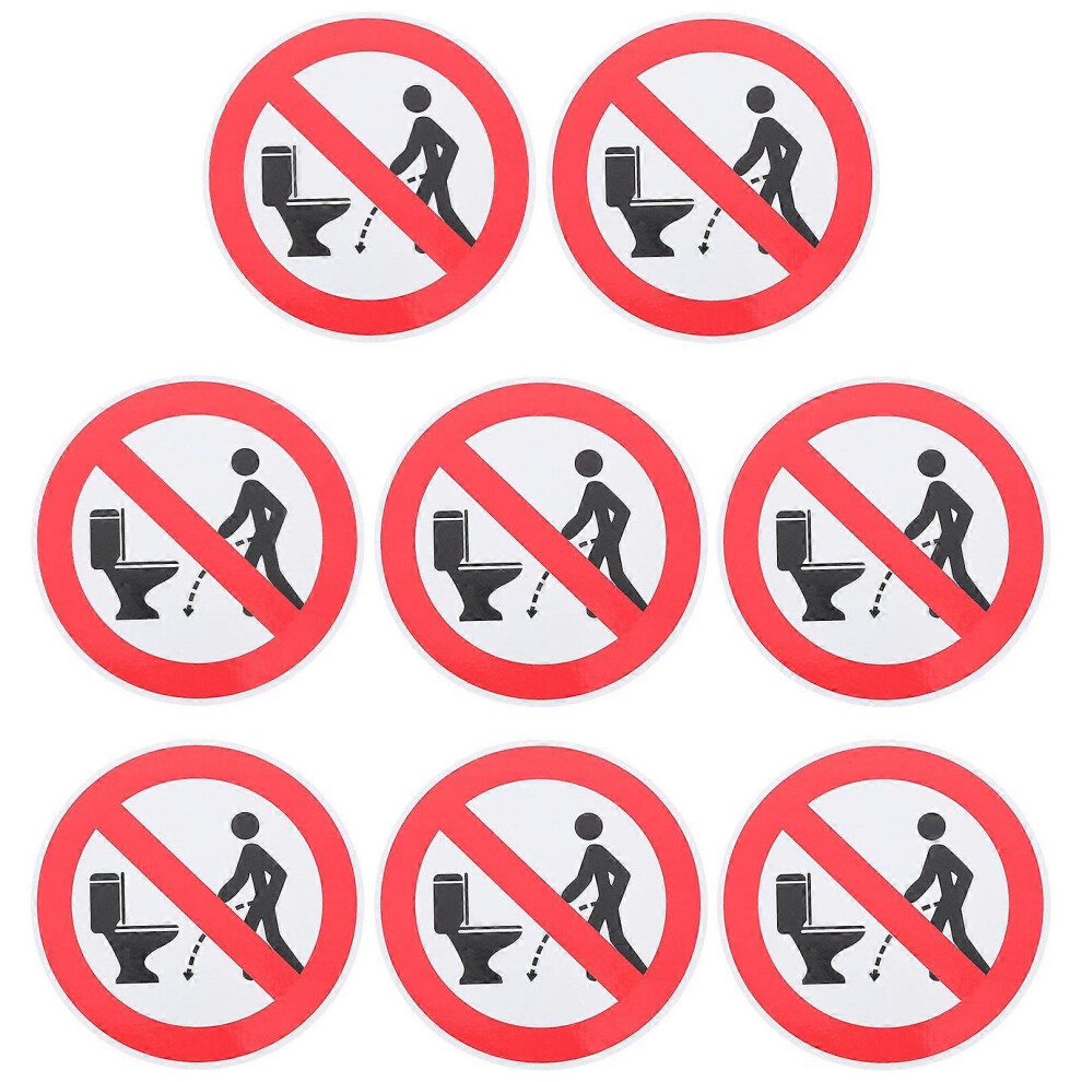 Toilet Training Stickers 8 Pack, Waterproof PVC Restroom Stickers with Cleanliness Reminder for Public Toilets, Offices and Shopping Malls
