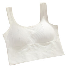 Full Coverage Seamless Sports Bra White Wireless Chinlon for Women