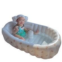 Aufblasbare Babybadewanne, tragbar und faltbar, rutschfest, in Cartoonform, aus sicherem PVC zum Baden von Säuglingen.