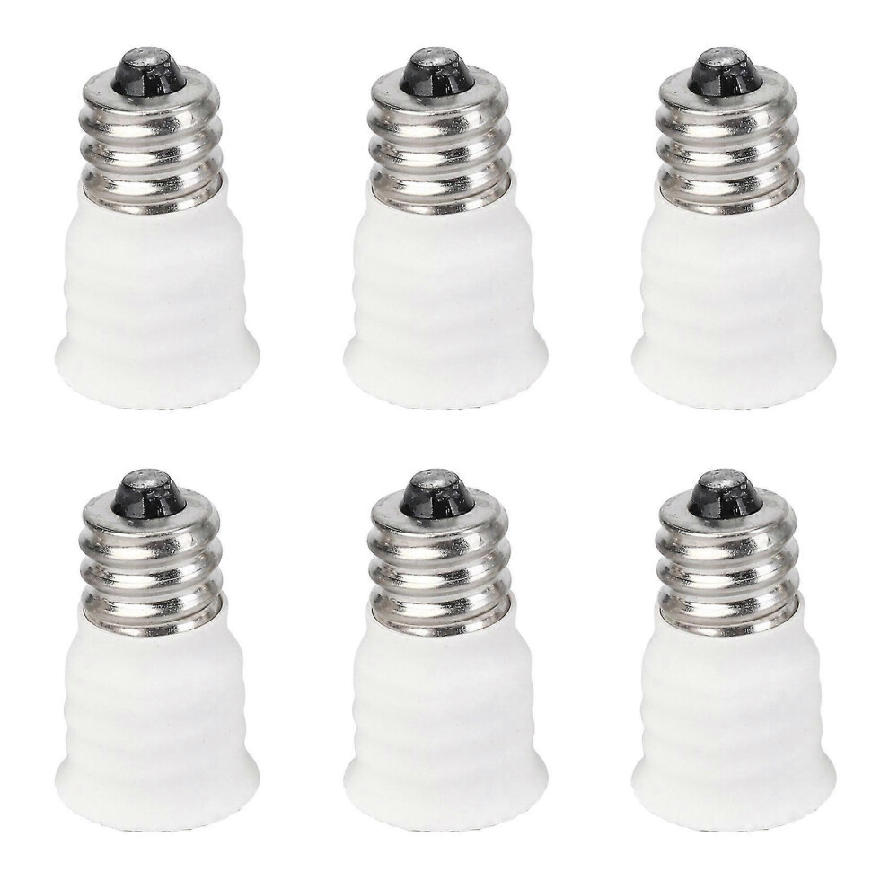 E12 To E14 Bulb Converter 6-Pack, Lamp Holder Adapter, Pbt Material For Led Halogen Energy Saving Bulbs Light/White