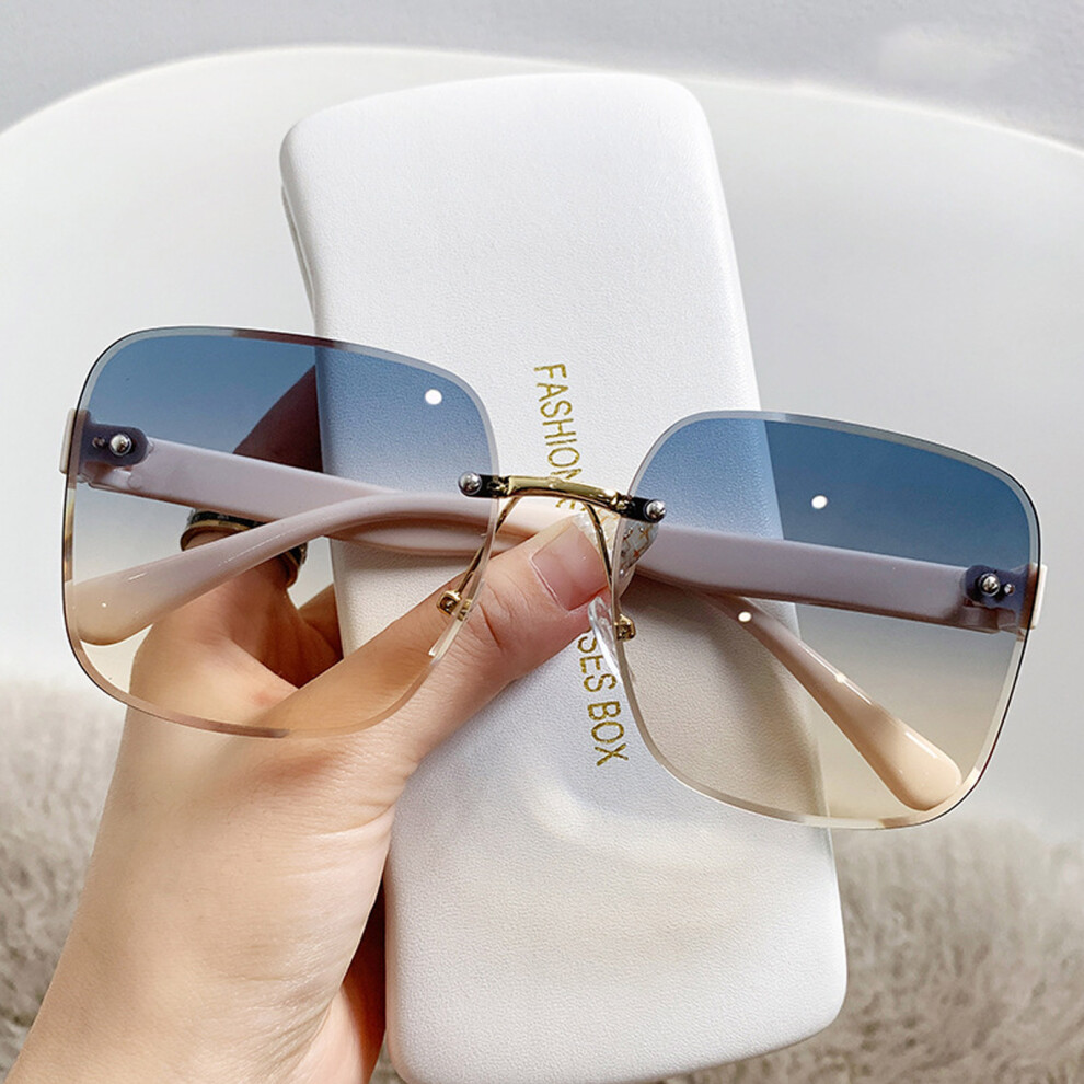 Dachuang Beauty Blue/Yellow (Under The Yellow) Sport Rimless Uv Sunglasses For Women