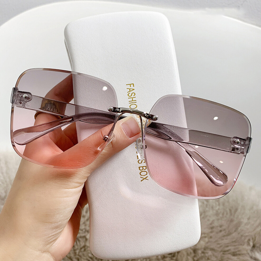 Creation-3C (Gray On Top And Powder On Top) Uv Protection Rimless Sports Sunglasses For Women